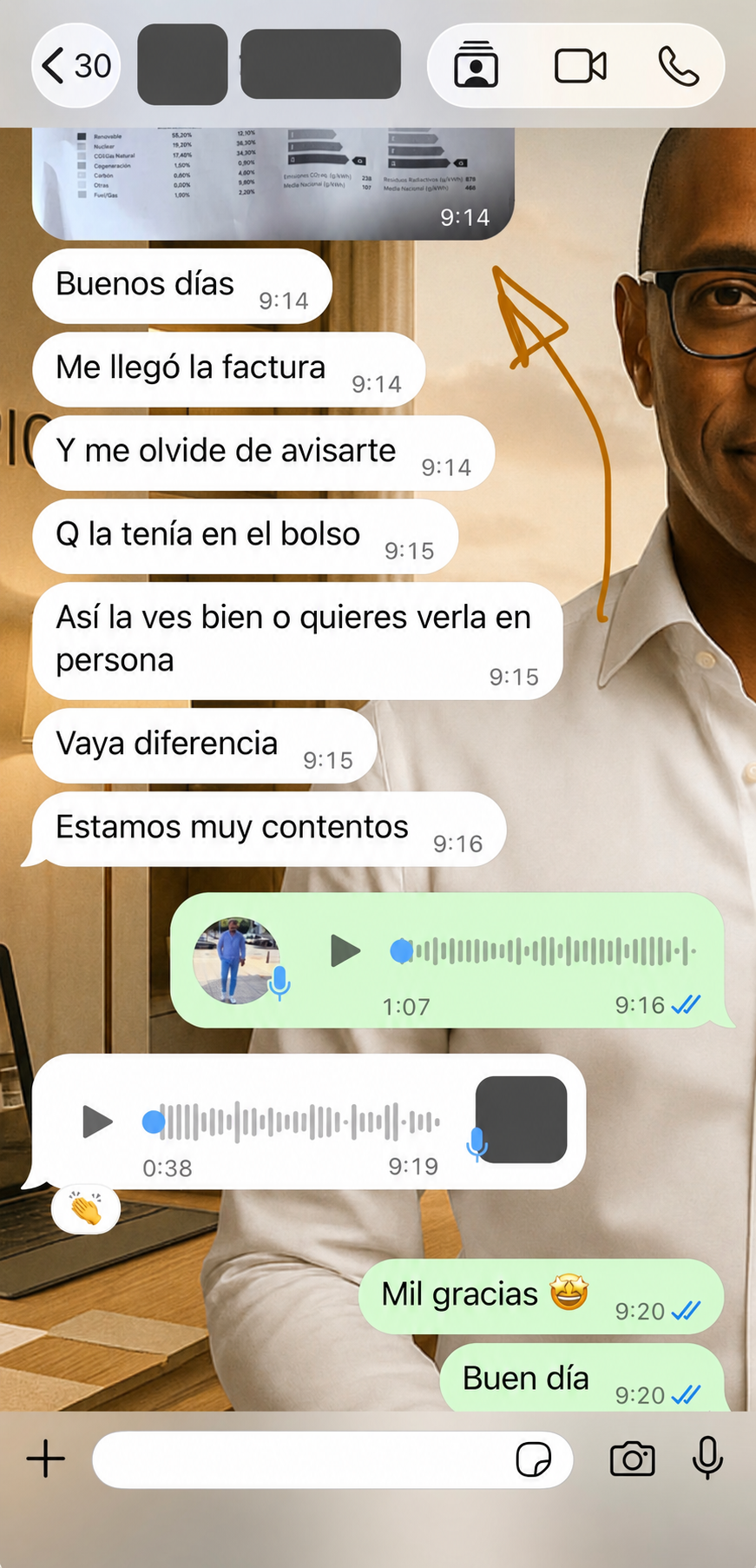 Conversación real de una clienta satisfecha con su identidad protegida